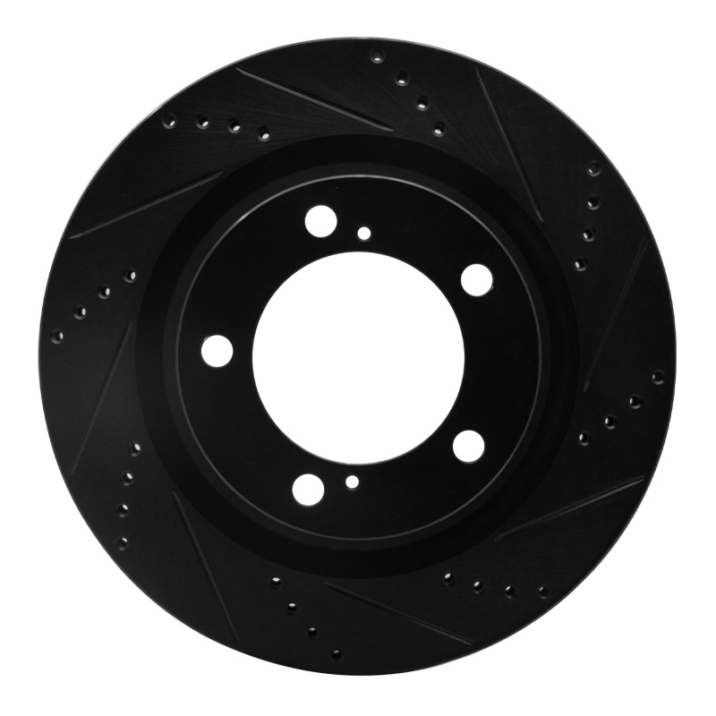 Lexus LX570 Brake Rotor (1) - Front Right - R1 Concepts - Drilled & Slotted - Black - `07-`22